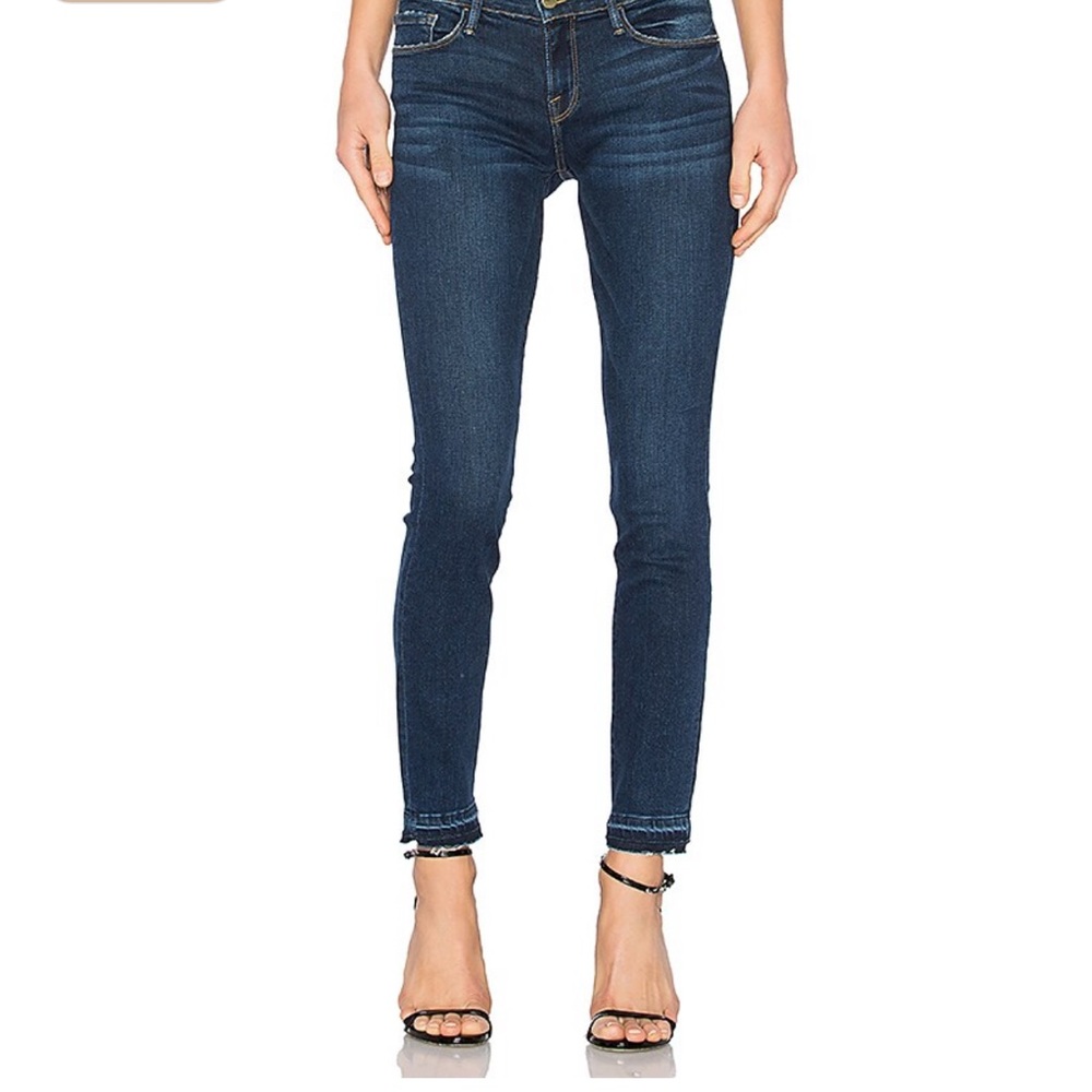 Frame jeans 27 blue denim le skinny de Jeanne released hem